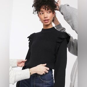 & Other Stories Ruffle Ribbed Knit Sweater